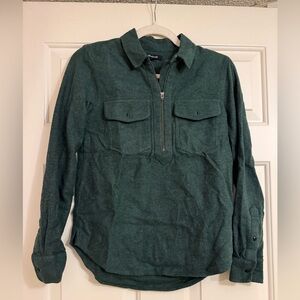Madewell Green Quarter-Zip Long Sleeve Shirt